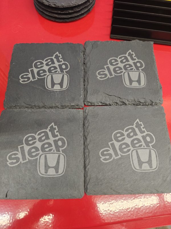 Square eat sleep Honda coasters set of 4